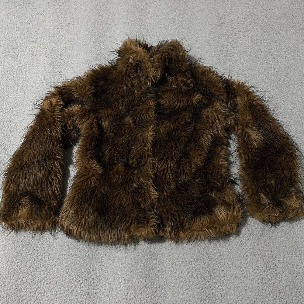 Vintage Maria Dionisiou Jacket Womens Medium Brown Faux Fur Grunge Indie Sleaze
